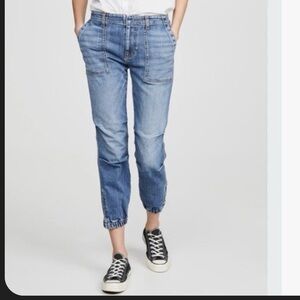 Nili Lotan Cropped French Military Medium Wash Jeans -26